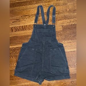Black denim overalls shorts